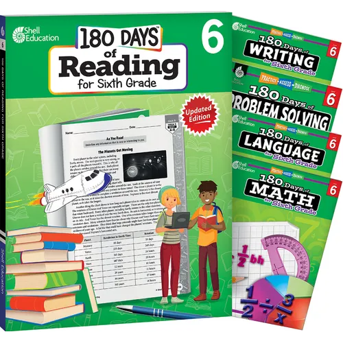 180 Days(tm) Reading, Math, Problem Solving, Writing, & Language for Grade 6: 5-Book Set: Practice, Assess, Diagnose - Paperback
