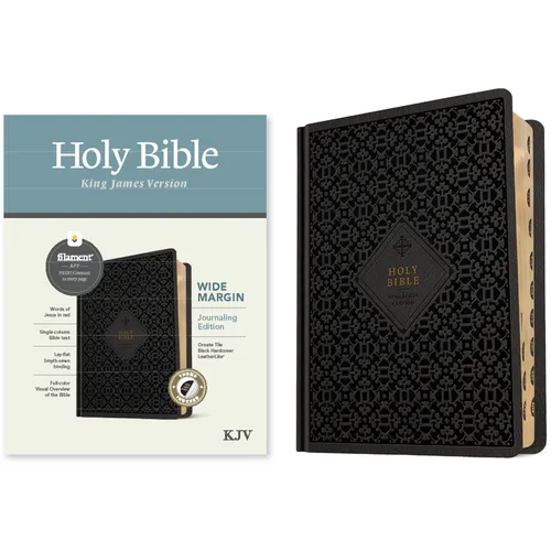 KJV Wide Margin Bible, Filament Enabled (Hardcover Leatherlike, Ornate Tile Black, Indexed, Red Letter) - Imitation Leather