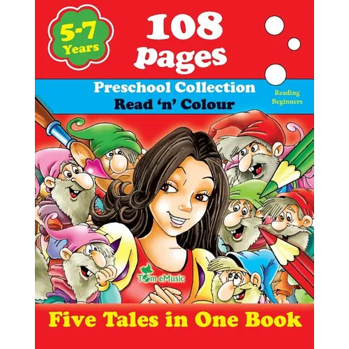 Five Tales in One Book: Read 'n' Color Your Fairy Tale - Preschool Collection - Coloring Picture Book for Beginner and Intermediate Readers (5 - Paperback
