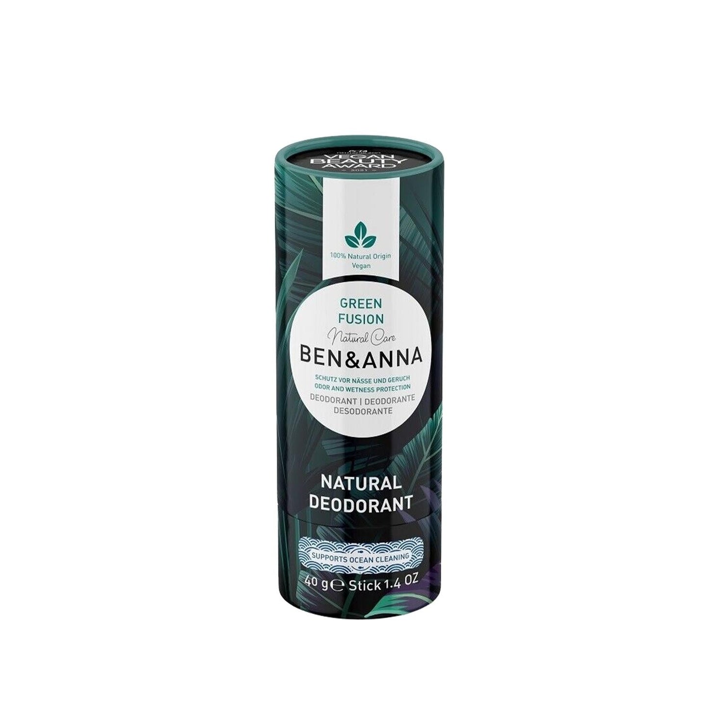 BEN & ANNA Natural Deodorant Green Fusion - Eco-Friendly, Chemical-Free, 40g