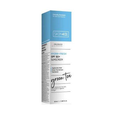 Skin401 SPF50+ Hydra-Fresh Sunscreen: Vegan, Cruelty-Free Sun Protection with Green Tea, Aloe & Hyaluronic Acid for All Skin Types - 50ml
