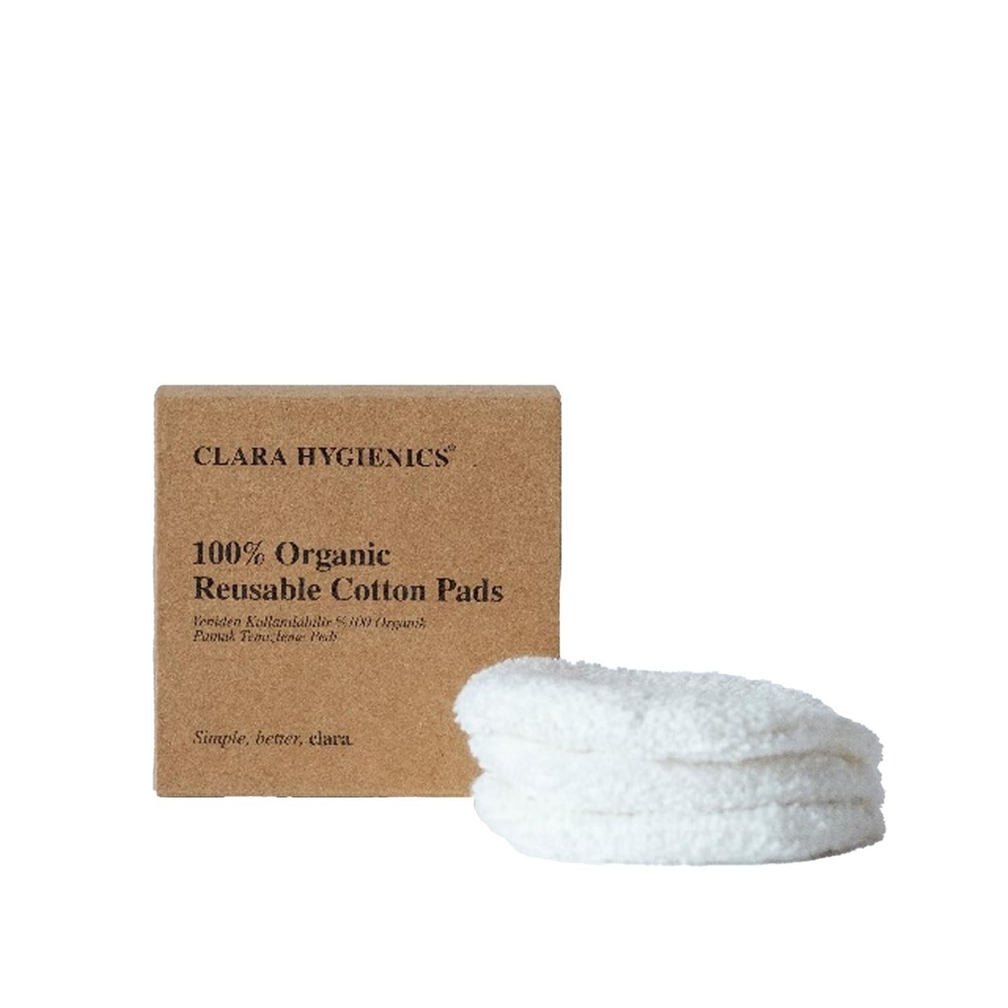 Clara Hygienics Reusable Organic Cotton Face Cleaning Pads - 3 Pack, Gentle & Eco-Friendly Skincare