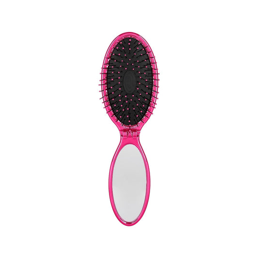 Wet Brush Pop and Go Detangler Hair Brush - Gentle Detangling, Portable Design with Mirror - Pink