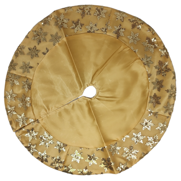 Tabletop Tree Skirts With Sequined Snowflake Border - Gold