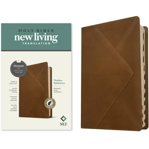 NLT Thinline Reference Bible, Filament Enabled (Leatherlike, Messenger Brown, Indexed, Red Letter) - Imitation Leather