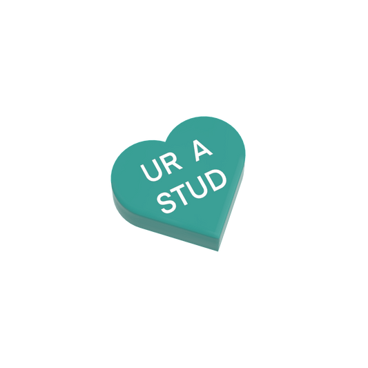 "UR A STUD" Conversation Candy Heart - Custom Printed 1x1 tile - Made Using a LEGO® Part