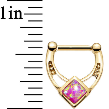 16G 5/16 Pink Faux Opal Gold PVD Glamour Septum Clicker
