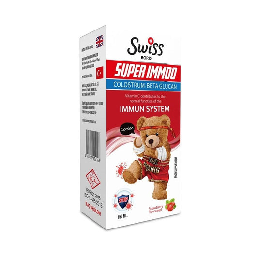 Swiss Bork Super Immoo Dietary Supplement for Children - Strawberry Flavored Liquid Vitamin for Kids - 5.07 fl oz