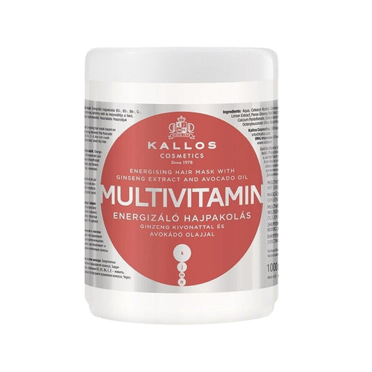 Kallos Cosmetics Multivitamin Hair Care Mask - Nourishing & Energizing for Damaged Hair, 1000ml