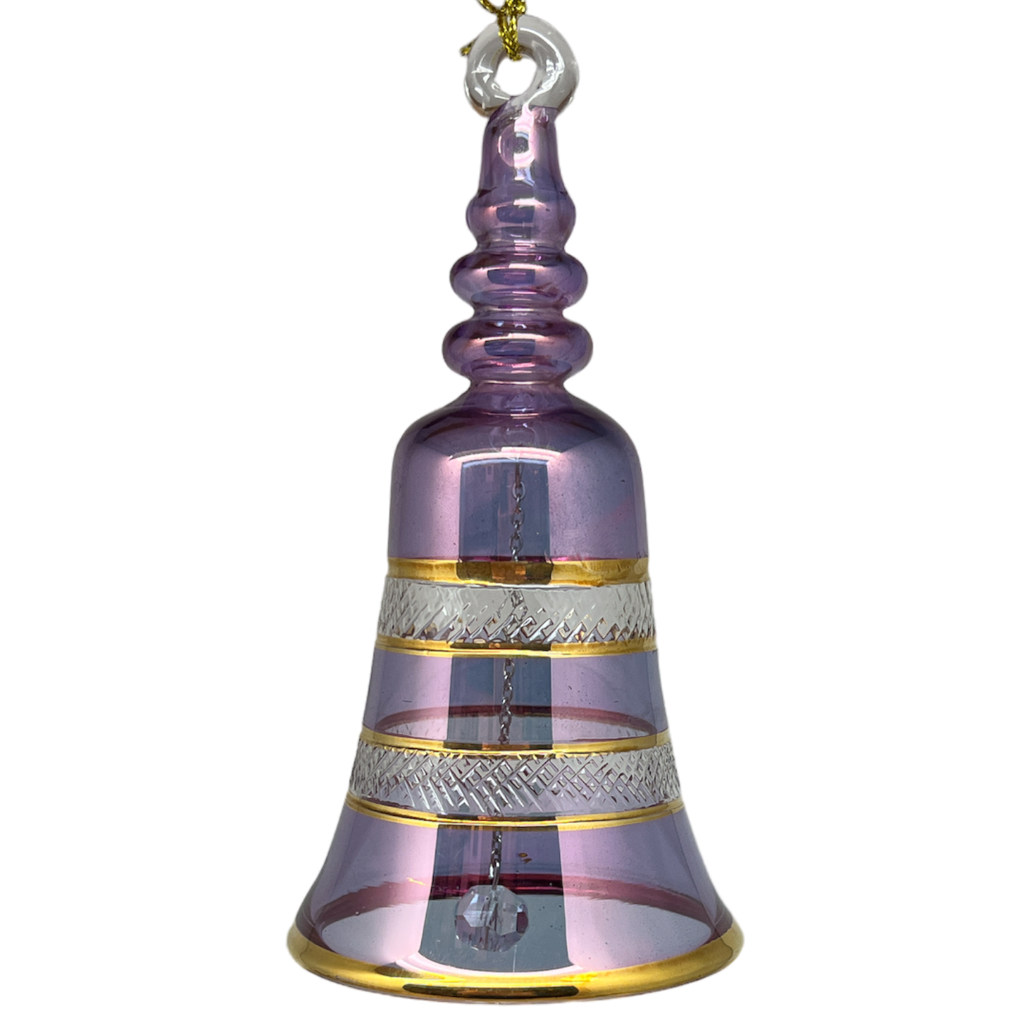 Gold Etched Glass Bell - Purple