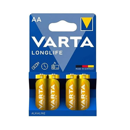 Varta Varta Longlife AA Alkaline Batteries - 4 Pack, Long-Lasting, German-Made for Low-Drain Devices