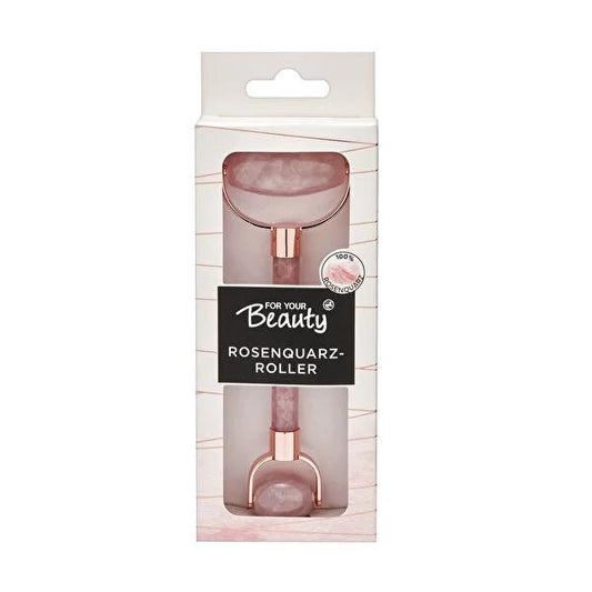 For Your Beauty Rose Quartz Face Roller - Natural Skincare Tool with Double-Sided Design