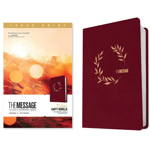 The Message Deluxe Gift Bible, Large Print (Leather-Look, Cranberry Laurels): The Bible in Contemporary Language - Imitation Leather