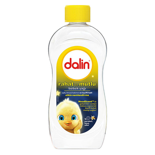 Dalin Vanilla Baby Oil: Gentle, Hypoallergenic Massage Oil - Paraben, Dye & Alcohol-Free - Calming Baby Skincare