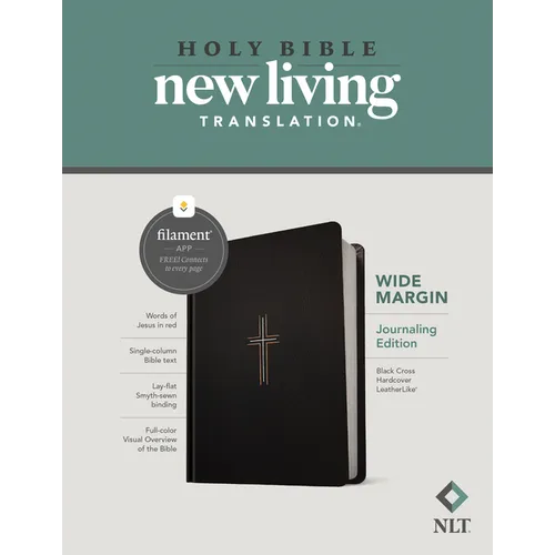 NLT Wide Margin Bible, Filament Enabled (Hardcover Leatherlike, Black Cross, Red Letter) - Imitation Leather