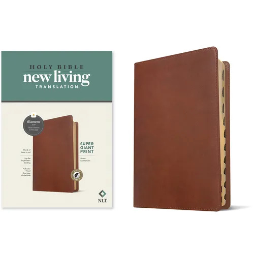 NLT Super Giant Print Bible, Filament Enabled (Leatherlike, Brown, Indexed, Red Letter) - Imitation Leather