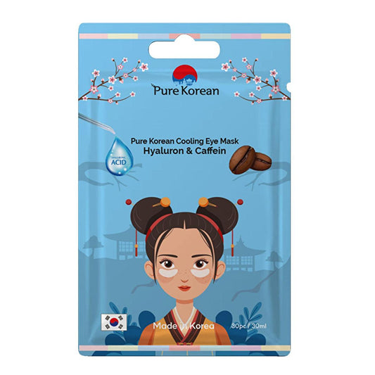 Pure Korean Hyaluronic Acid & Caffeine Eye Mask - Hydrating & Brightening for All Skin Types, 1.01 fl oz