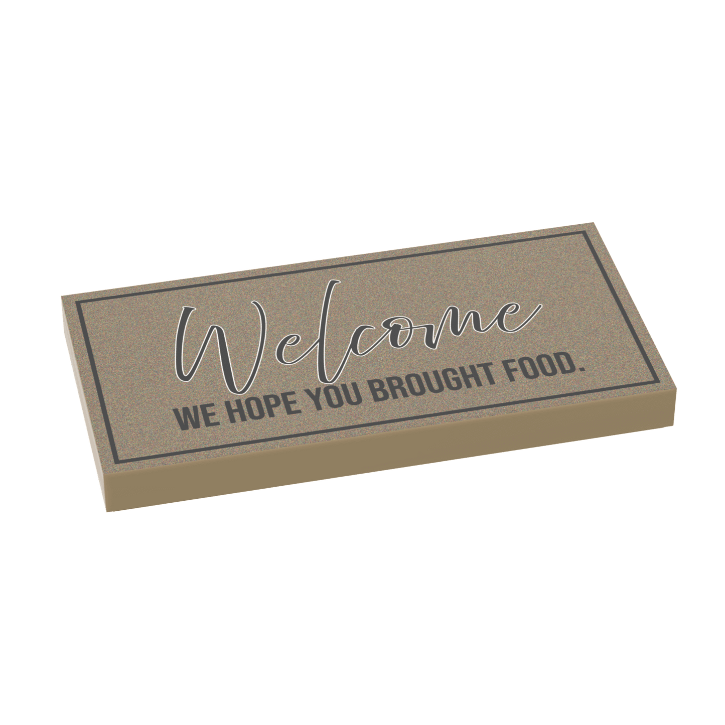 "We hope you brought food" Door Mat - Custom Printed 2x4 - Tile Made using LEGO® Parts
