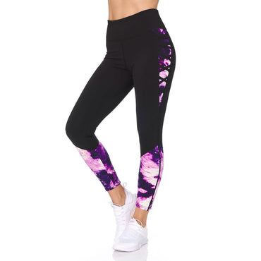 Women's 7/8 Highwaist Marble Leggings with Lattice Detail