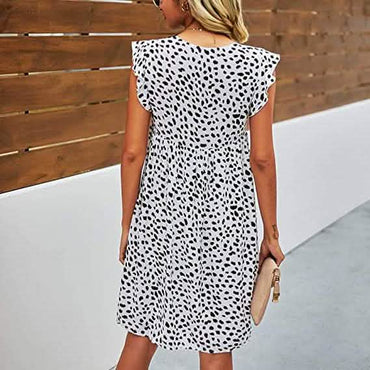 Women's Summer Leopard V Neck Bohemia Dress