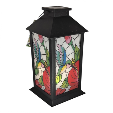Solar Powered Stained Glass Style 11" Lantern -