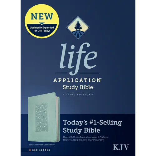 KJV Life Application Study Bible, Third Edition (Leatherlike, Floral Frame Teal, Red Letter) - Imitation Leather