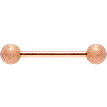 14G 5/8 Rose Gold Color PVD Sandblasted Barbell Tongue Ring