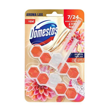 Domestos Toilet Block Air Freshener - Luxury Star Flower & Dragon Fruit Scent, Long-lasting Freshness