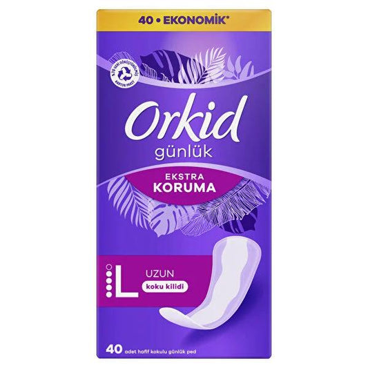 Orkid Daily Panty Liners Extra Long, 28-Count - Ultimate Odor Control, Freshness & Vaginal Discharge Protection - Dermatologically Tested