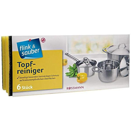 Flink & Sauber Durable Dish Sponge Set - 6 Pack, Ergonomic Design for Easy Cleaning