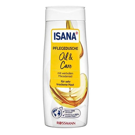 Isana Moisturizing Shower Care Gel - Vegan, Dermatologically Approved for Dry Skin - 10.14 fl oz