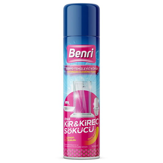 Benri Bathroom Cleaning Foam 500ml - Effective Lemon Scented Cleaner for Vitrified & Battery Surfaces