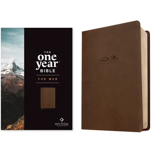 NLT the One Year Bible for Men (Leatherlike, Rustic Brown Mountain) - Imitation Leather