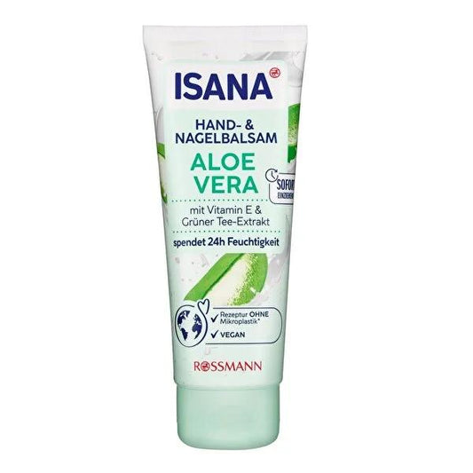 Isana Hand and Nail Cream with Aloe Vera - Moisturizing, Microplastic-Free, Dermatologically Tested - 3.38 fl oz