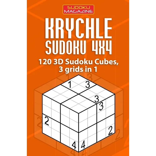 Krychle Sudoku 4x4: 120 3D Sudoku Cubes, 3 grids in 1 - Paperback