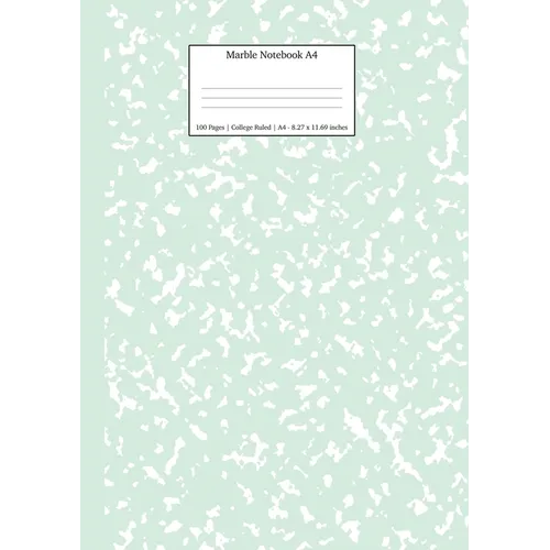 Marble Notebook A4: Mint Green College Ruled Journal - Paperback