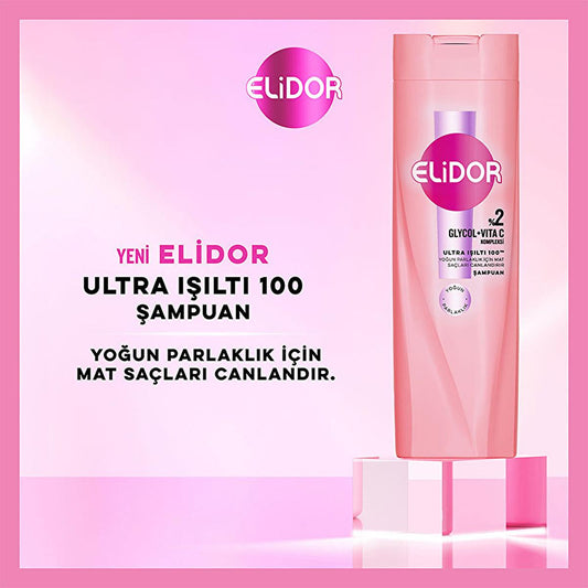 Elidor Ultra Shine Hair Care Shampoo - 100 Hours of 5x More Shine, Intensive Nourishment for Damaged Hair