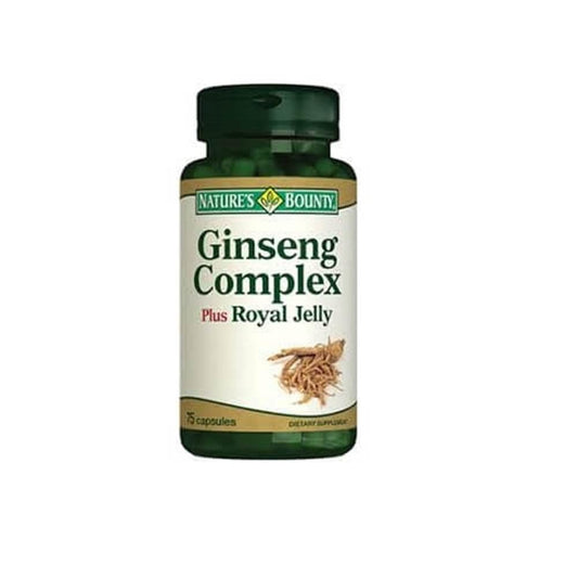 Nature's Bounty Ginseng Complex Plus Royal Jelly Dietary Supplement - Natural Energy Support with Panax Ginseng, Vitamin B12 - 75 Capsules