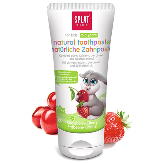 Splat Children's Toothpaste - Natural Strawberry & Cherry Flavor for Kids Aged 2-6 Years