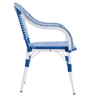 Outdoor Bistro Chairs Patio Dining Chairs Aluminum Frame PP Rattan Armchairs Set of 2