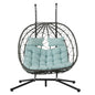 Outdoor Hanging Egg Chair Wicker PE Blue 2-Person 60x36