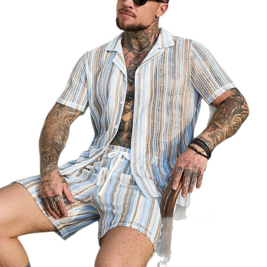 Mens Fashionable Printed Casual Shirt Set