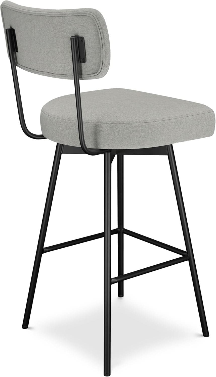 Giselle Swivel Bar Stools Set 2 29 Inch Upholstered Light Grey