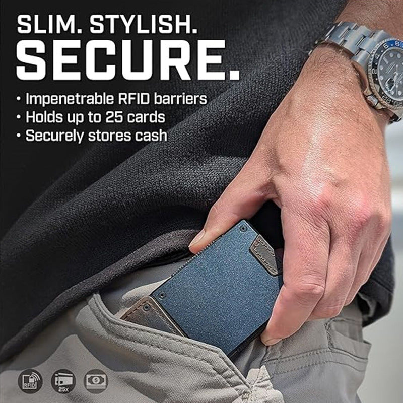 Metal And Leather Pull-Out Mens Wallet
