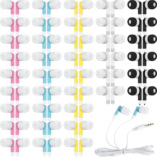 Kigeli 100 Pack Kids Bulk Earbud Headphones for Classroom Student Wired Headphones in-Ear Earbud 3.5 mm Disposable Earphones Set for Kids Adults Class School Library Museum Laptop(Multicolor)
