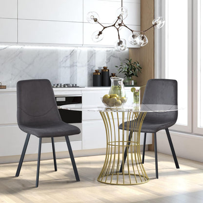 Dining Chair Mid-Century Modern Velvet Gray Metal Legs Set of 2