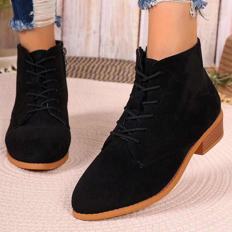 Womens Suede Short Slim-Fit Boots
