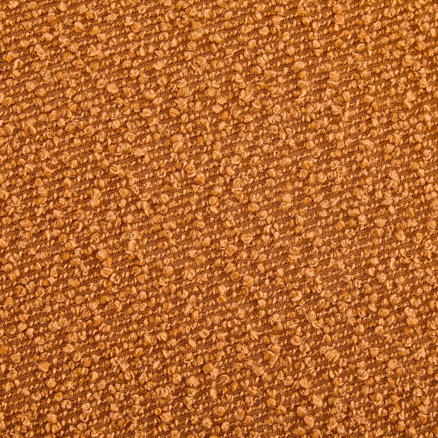 Modish Round Ottoman Boucle Top Splayed Rubberwood Legs, Pumpkin Orange