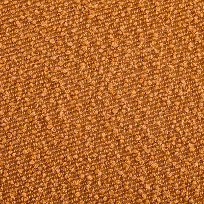 Modish Round Ottoman Boucle Top Splayed Rubberwood Legs, Pumpkin Orange