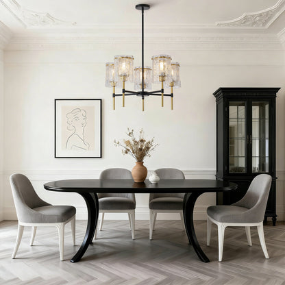 Chandelier 5-Light Black Gold Farmhouse Textured Glass Pendant Modern